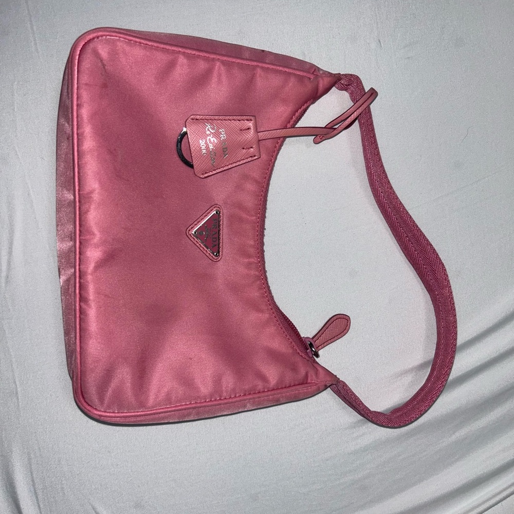 Prada Pink Metallic Shoulder Bag with Structured Design